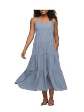 Light Blue Tiered Midi Sundress